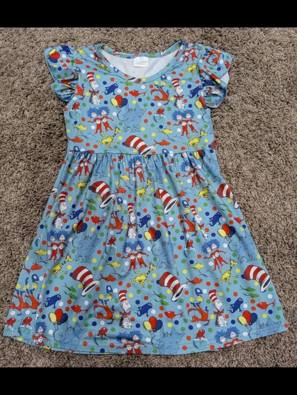6/7 boutique milk silk twirl dress Dr. Seuss cat in the hat back to school dress